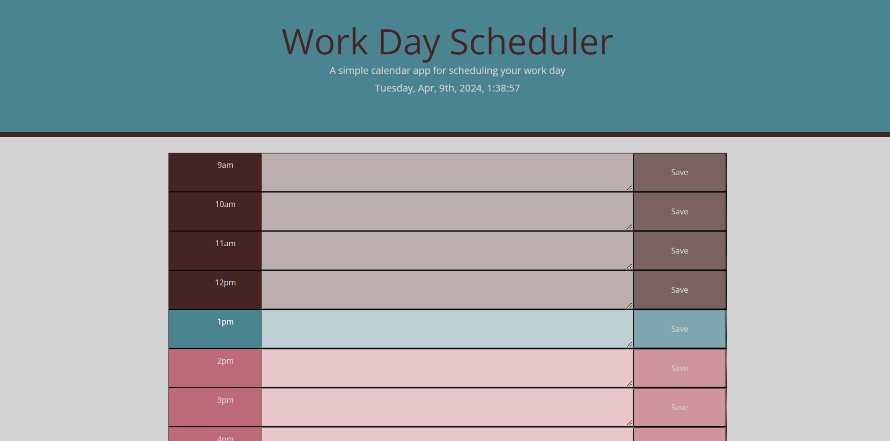 Work Day Application